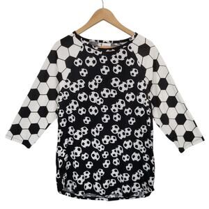 Lularoe Women's Randy Soccer Ball Raglan Sleeve Long Sleeve T-Shirt Size 1X